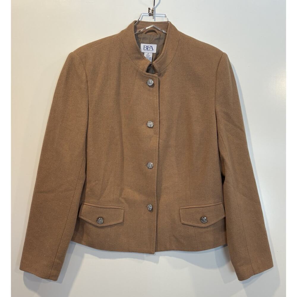 BFA Classics Beige Wool Blazer‎ Suit Jacket Career Womens Size 24 (SU)